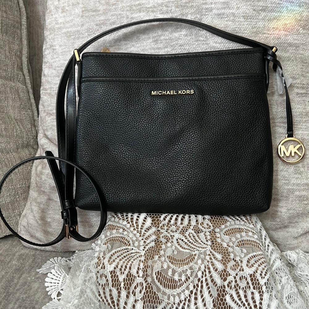 Michael Kors Bedford NS Crossbody File Messenger Leather Black 35h9gbfc1l